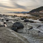 Rocky beach carved from the rocks.